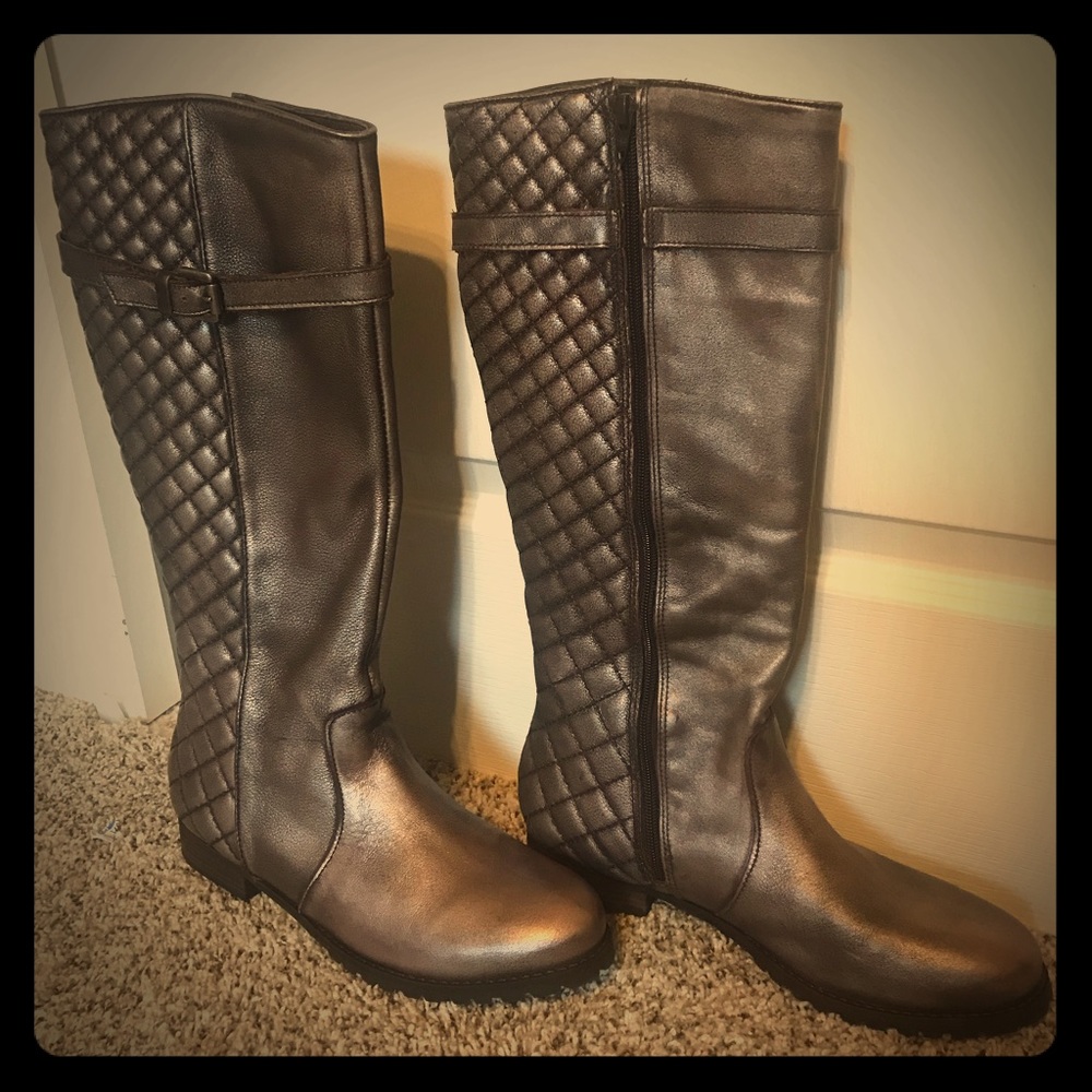 Bronze Metallic Leather Boots